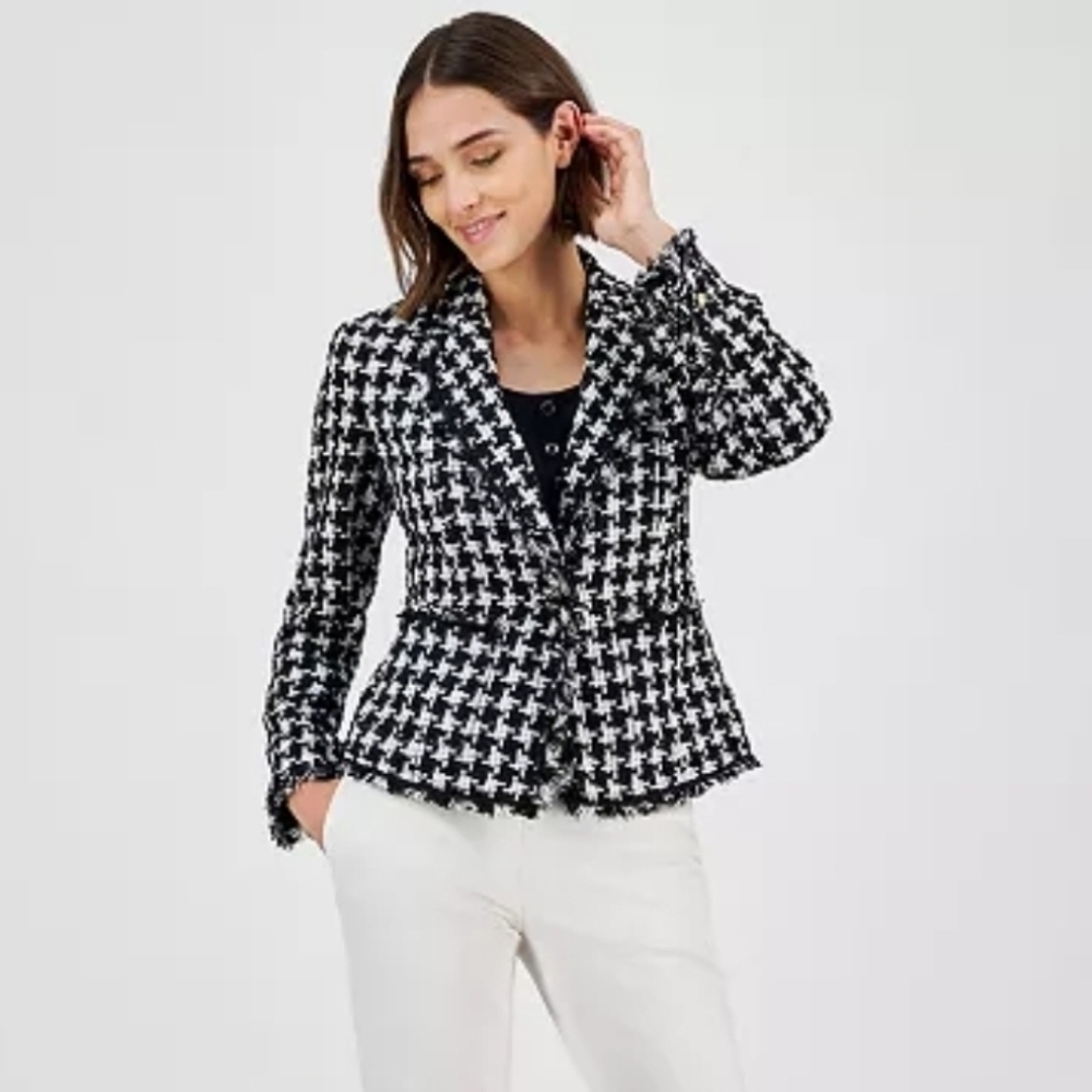 Nwt Anne Klein Womens One Button    Blazer Jacket, Black Size 4